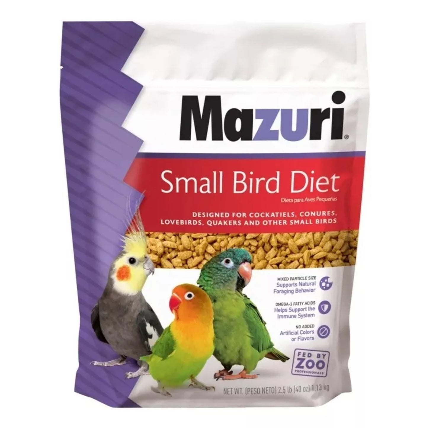 Bolsa de Alimento para Aves Pequeñas Mazuri 1.1kg- Ninfas Loritos Periquitos