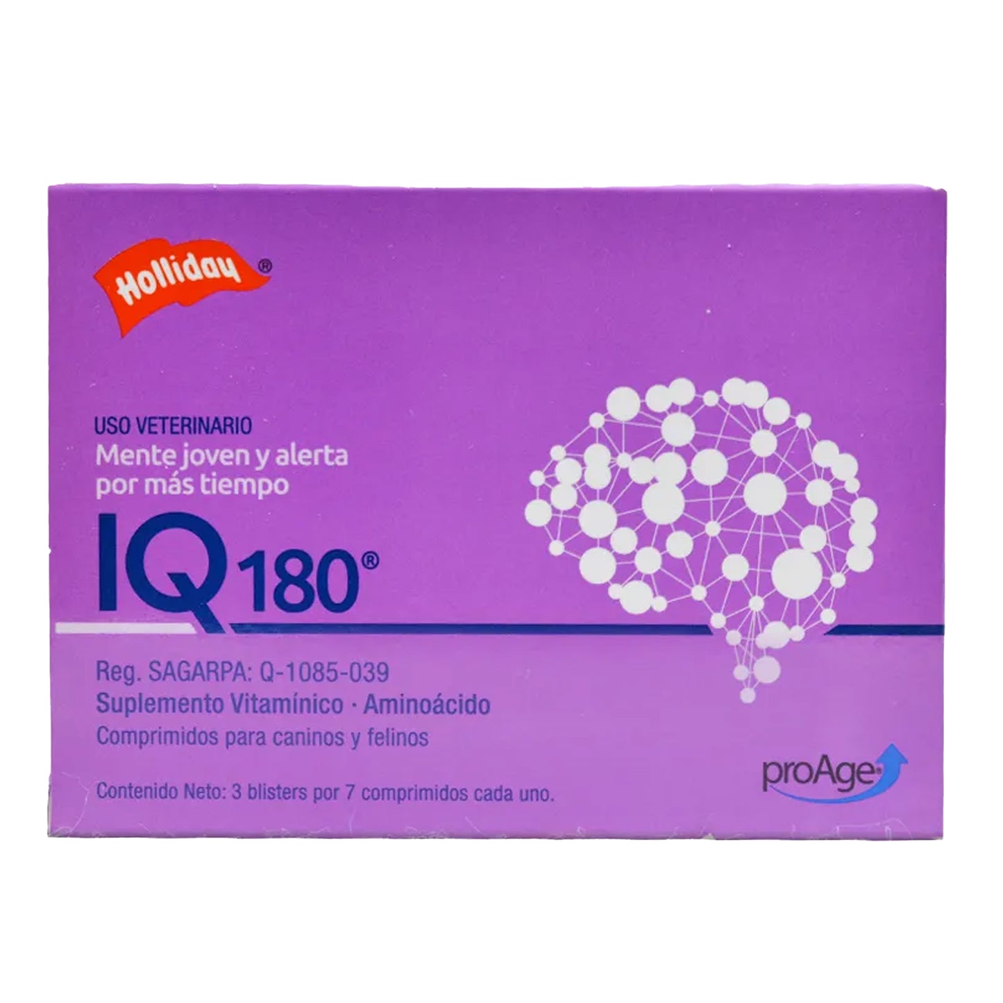 Caja de IQ 180 Holliday 21 Tabs Suplemento vitamínico Aminoácido para Perros