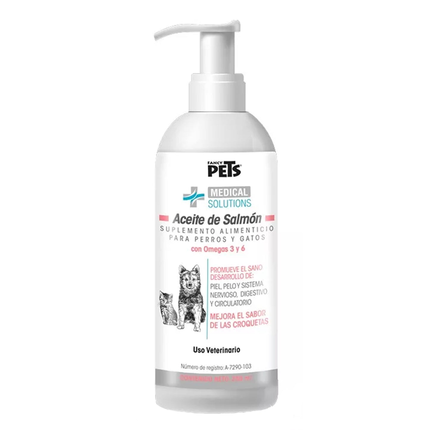 Bote de Aceite de Salmón Fancy Pets 250ml Suplemento Con Omega 3 y 6 Perros/Gatos