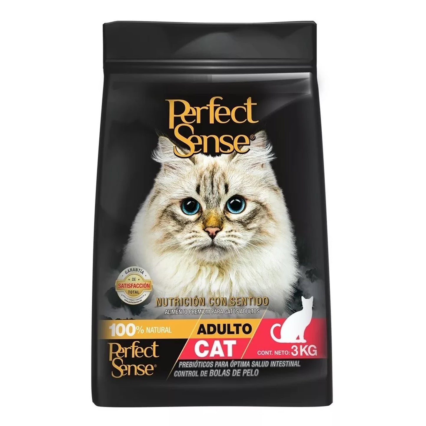Bolsa Costal Alimento Gato Adulto Perfect Sense 3kg Contra bola de Pelos
