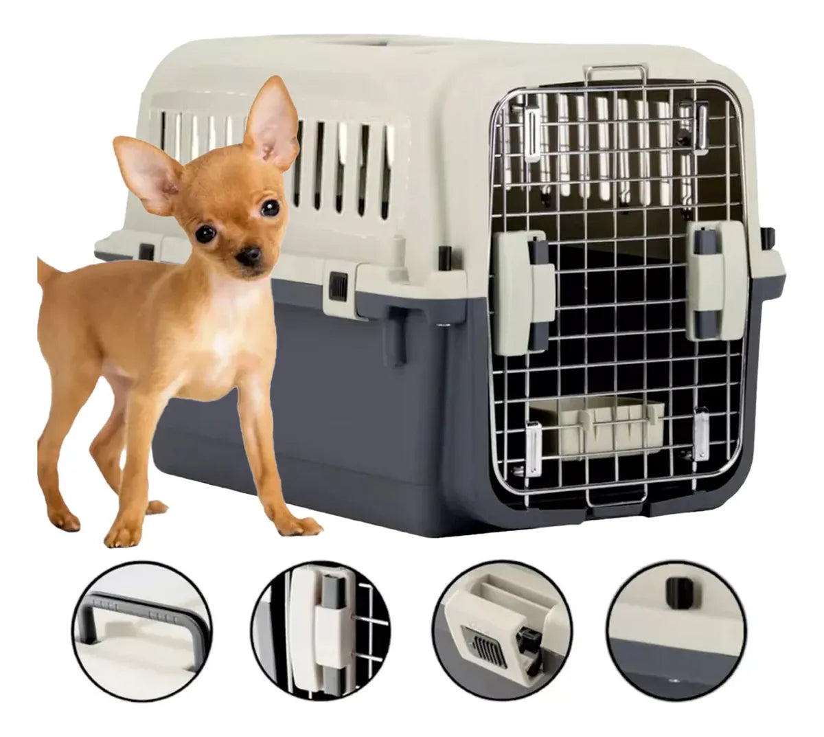 Jaula Transportadora Avion Perro Gato Reforzada Kennel Chica