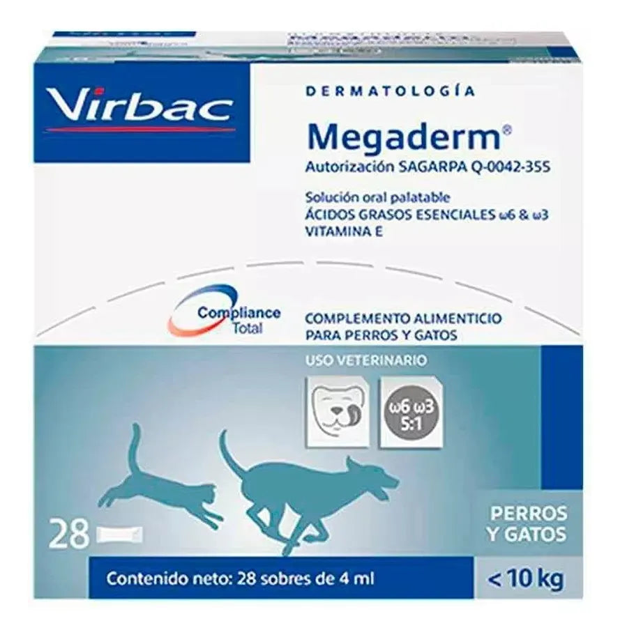 Virbac Omegaderm, Suplemento para perros y gatos,1 pack (28x4 mL)
