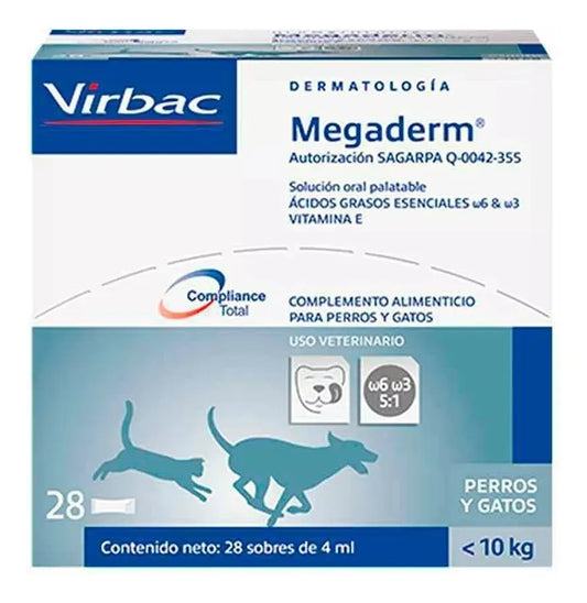 Virbac Omegaderm, Suplemento para perros y gatos,1 pack (28x4 mL)