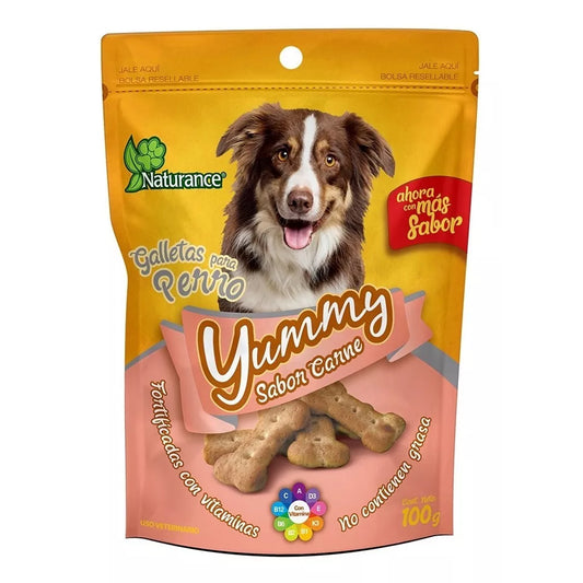 Bolsa de Galletas sabor carne para Perro Yummy Naturance 100g