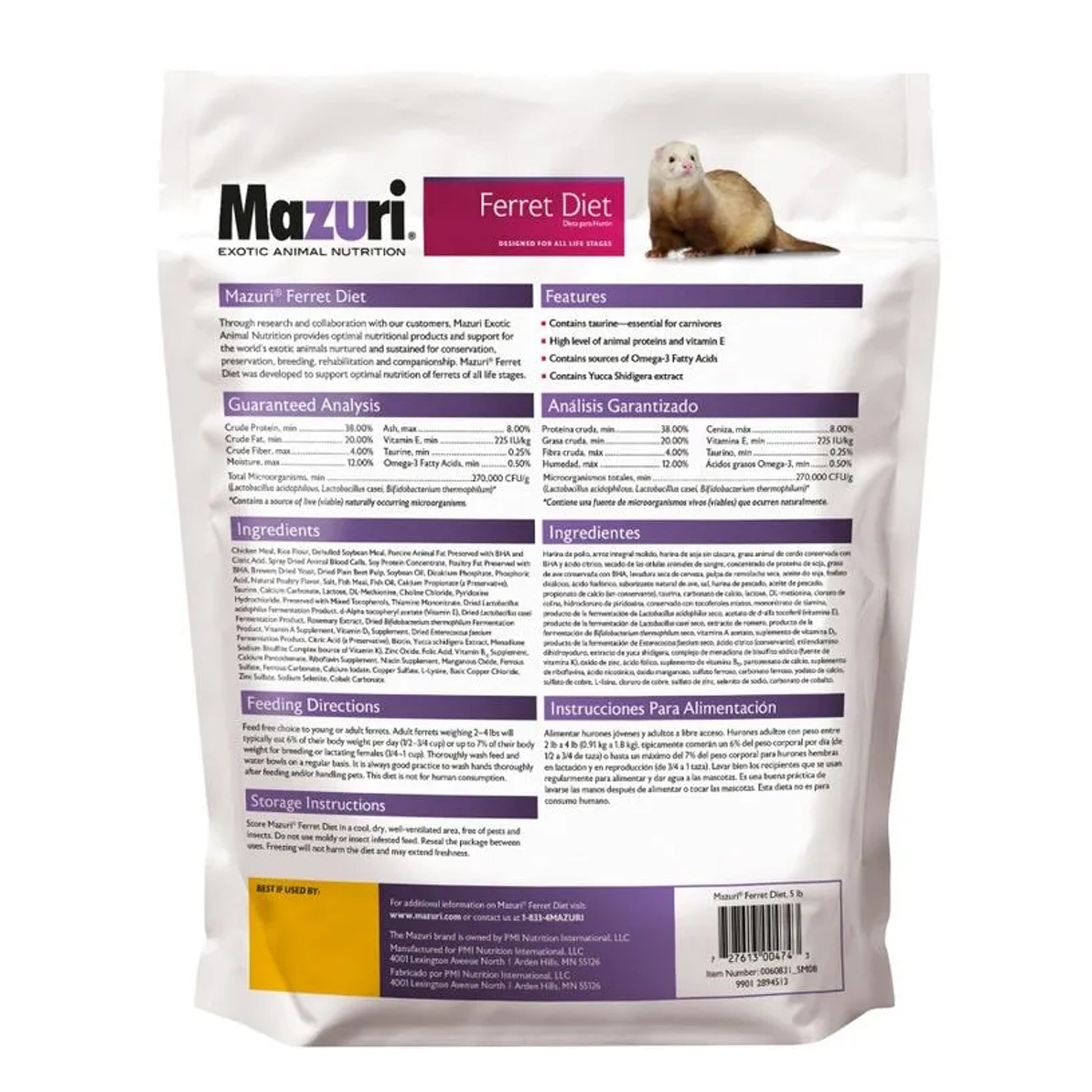 Reverso Bolsa de Alimento para Huron Mazuri 1 Kg