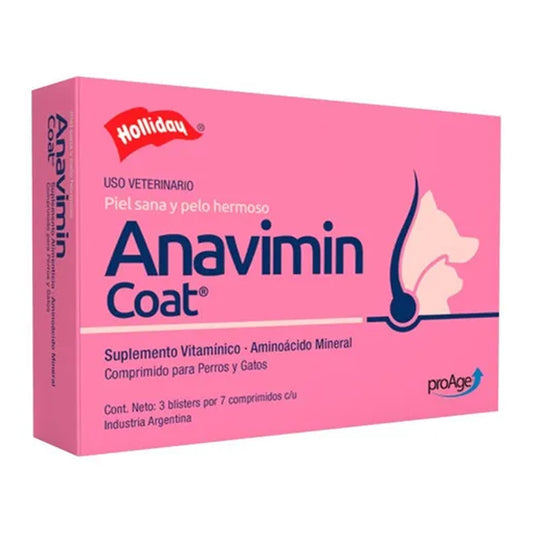 Caja Pastillas Anavimin Coat Holliday 21 Tabs - Suplemento para Perro y Gato Piel Sana y Pelo Hermoso