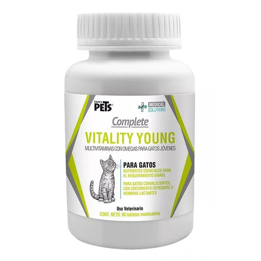 Frasco de Vitality con Omegas para Gato Joven Fancy Pets 60Tabs 