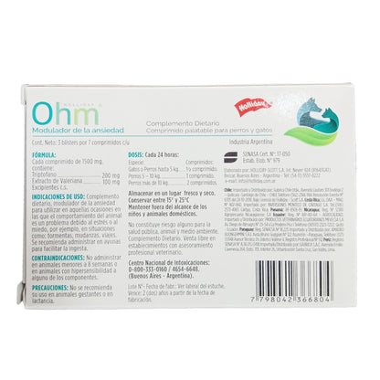 Reverso Caja Modulador De Ansiedad Ohm Holliday 21Tabs Para Perros/Gatos