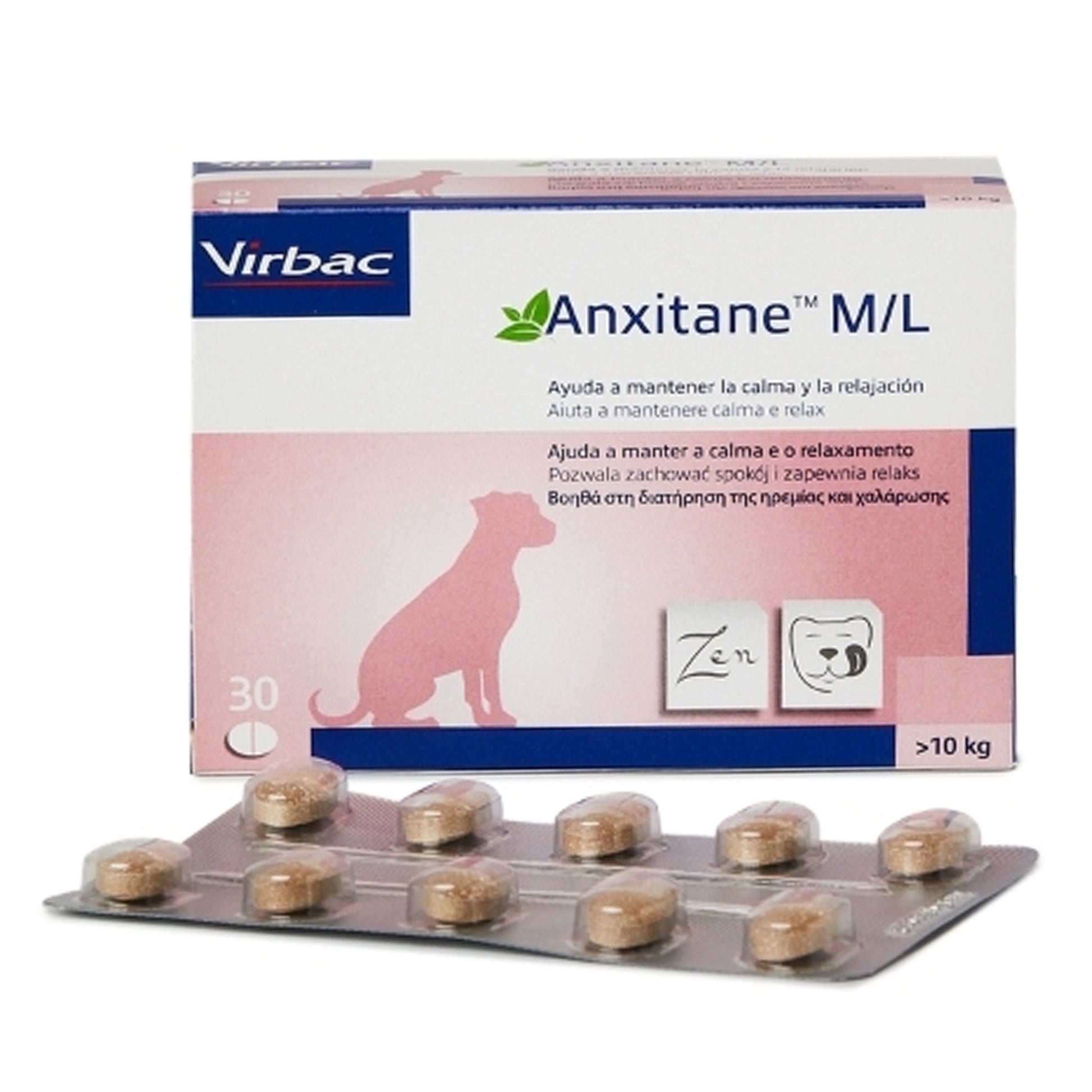 Caja Anxitane 720mg Virbac 30 Tabs Antiestrés Perros menor 10 Kg