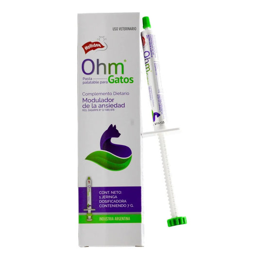Tubo Ohm Gatos Palatable Holliday 7g - Modulador de Ansiedad en Jeringa