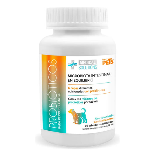 Frasco de Probiótico Masticable para Perro/Gato Fancy Pets 60 Tabs - Microbiota intestinal