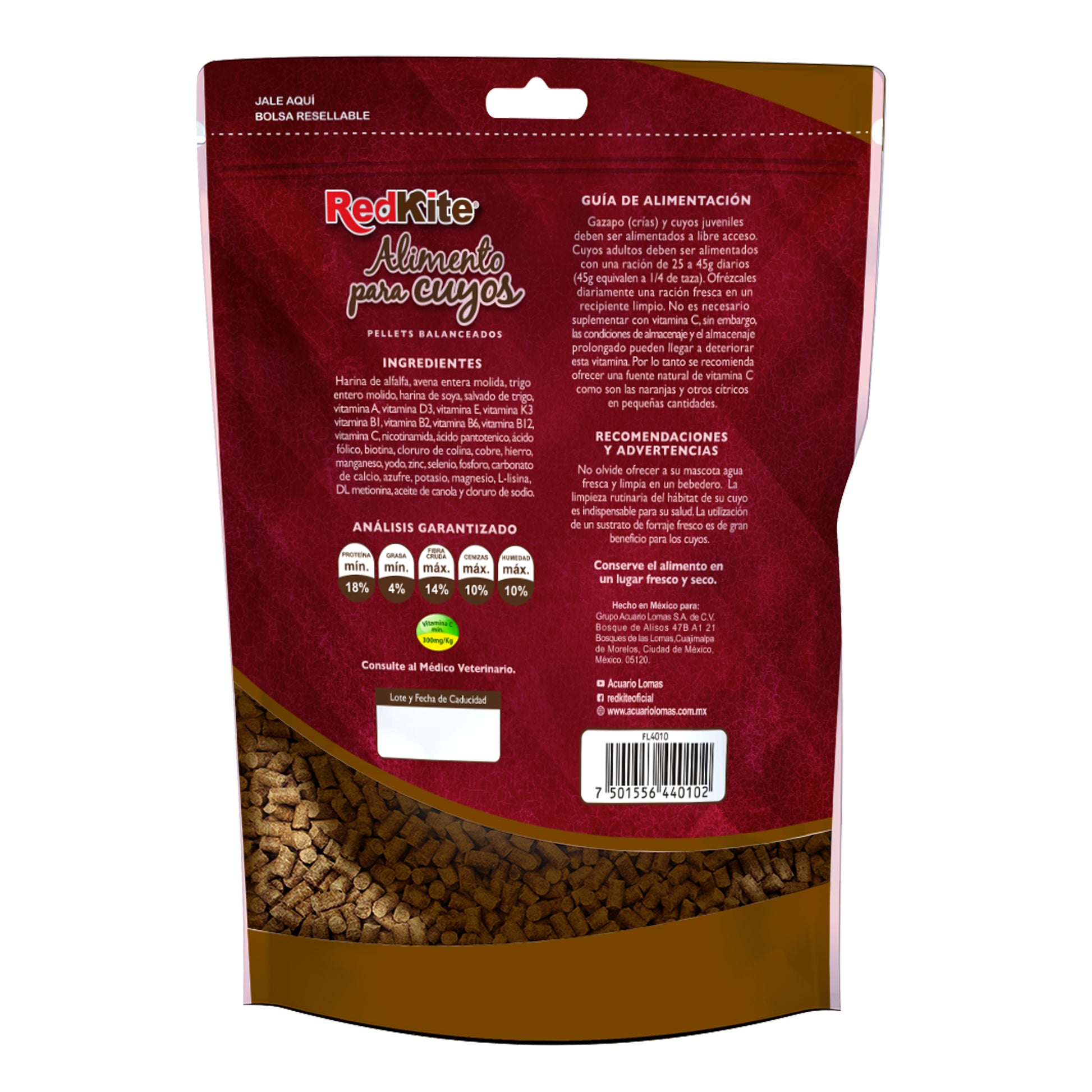 Reverso Bolsa Alimento para Cuyos Red Kite 850g