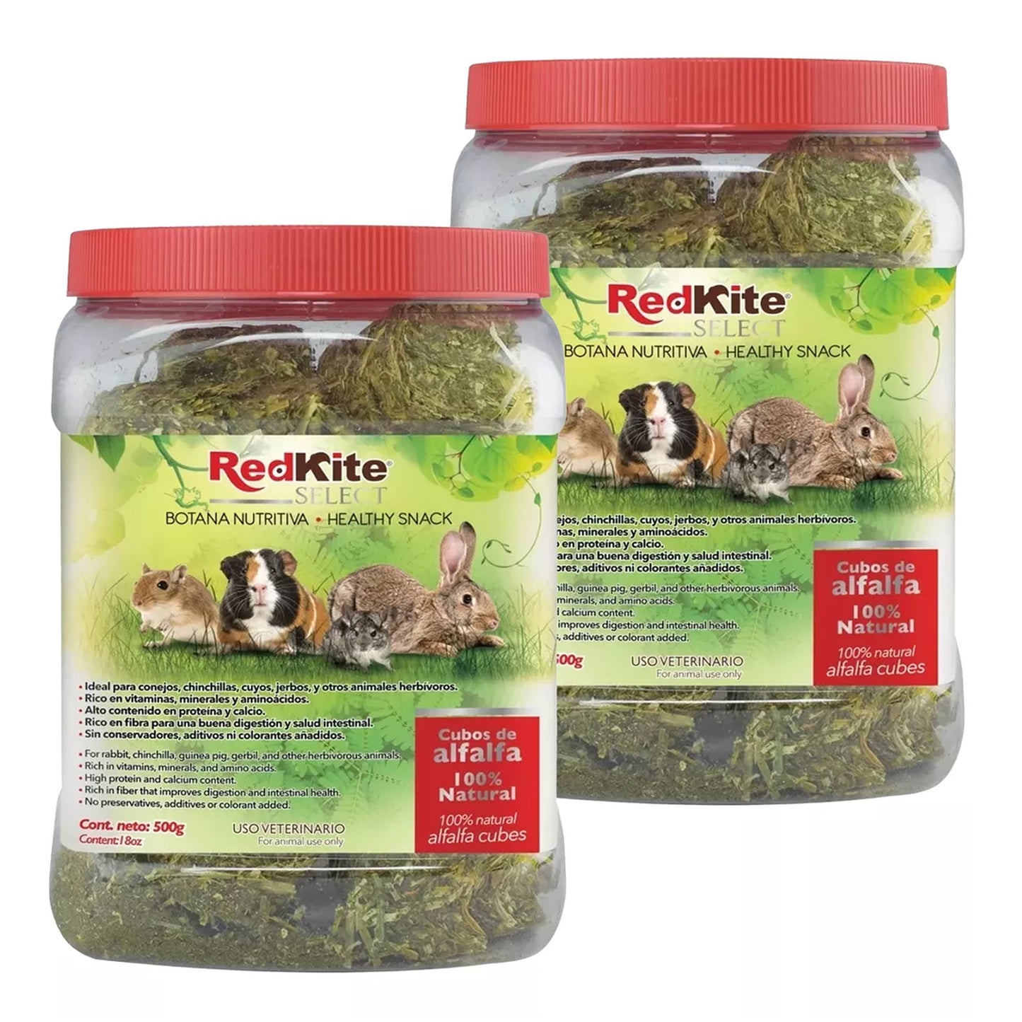 Cubos de Alfalfa Red Kite 500g (2 Piezas) Para Conejo Hamster Cuyo