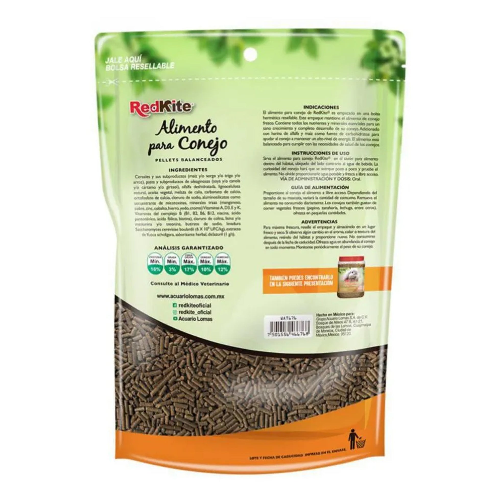 Reverso bolsa de Alimento para Conejo Red Kite 1.2 Kg