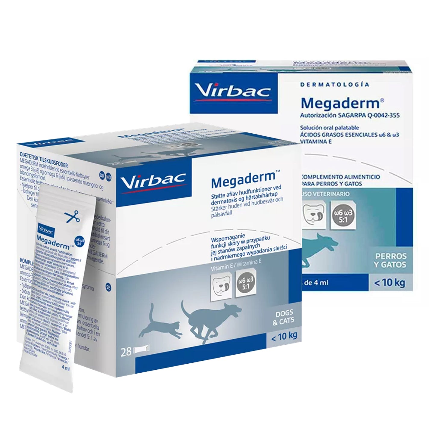 Caja de Megaderm Virbac 28 sobres Acidos Grasos Esenciales Liquidos
