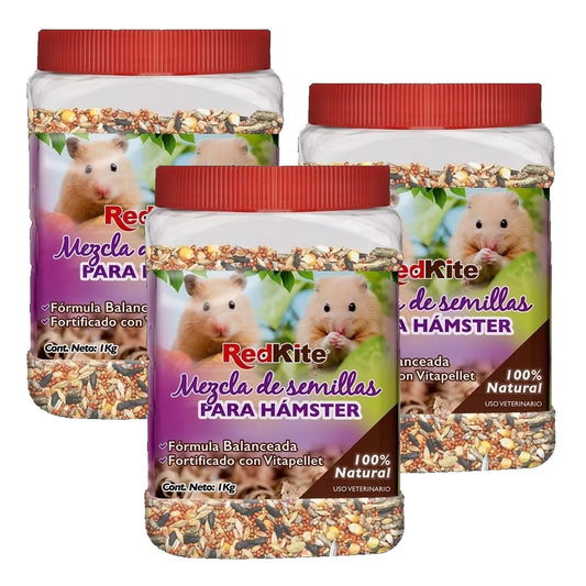 Bote de Alimento para Hamster Red Kite 1kg 3 piezas