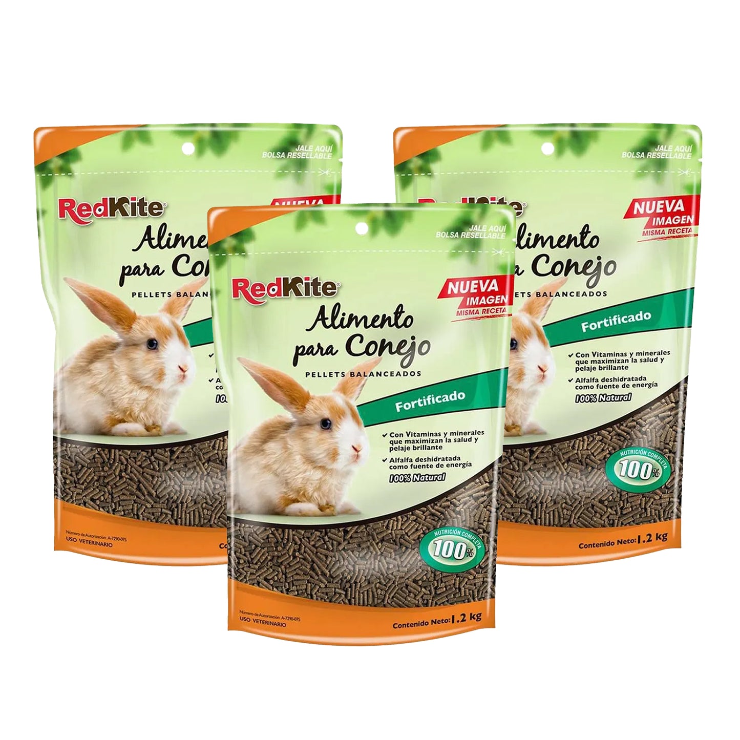 3 bolsas de Alimento para Conejo Red Kite 1.2 Kg
