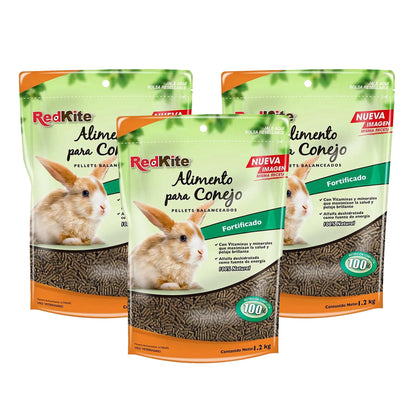 3 bolsas de Alimento para Conejo Red Kite 1.2 Kg