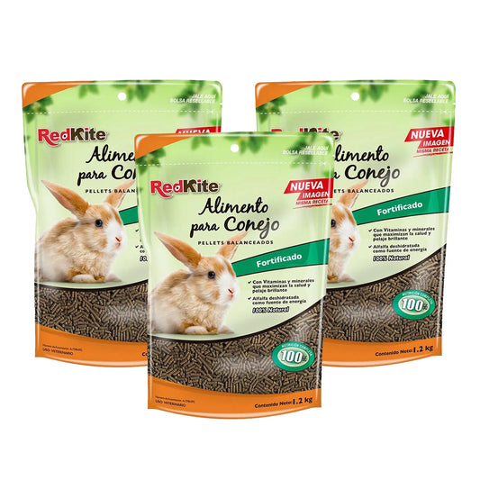 3 bolsas de Alimento para Conejo Red Kite 1.2 Kg