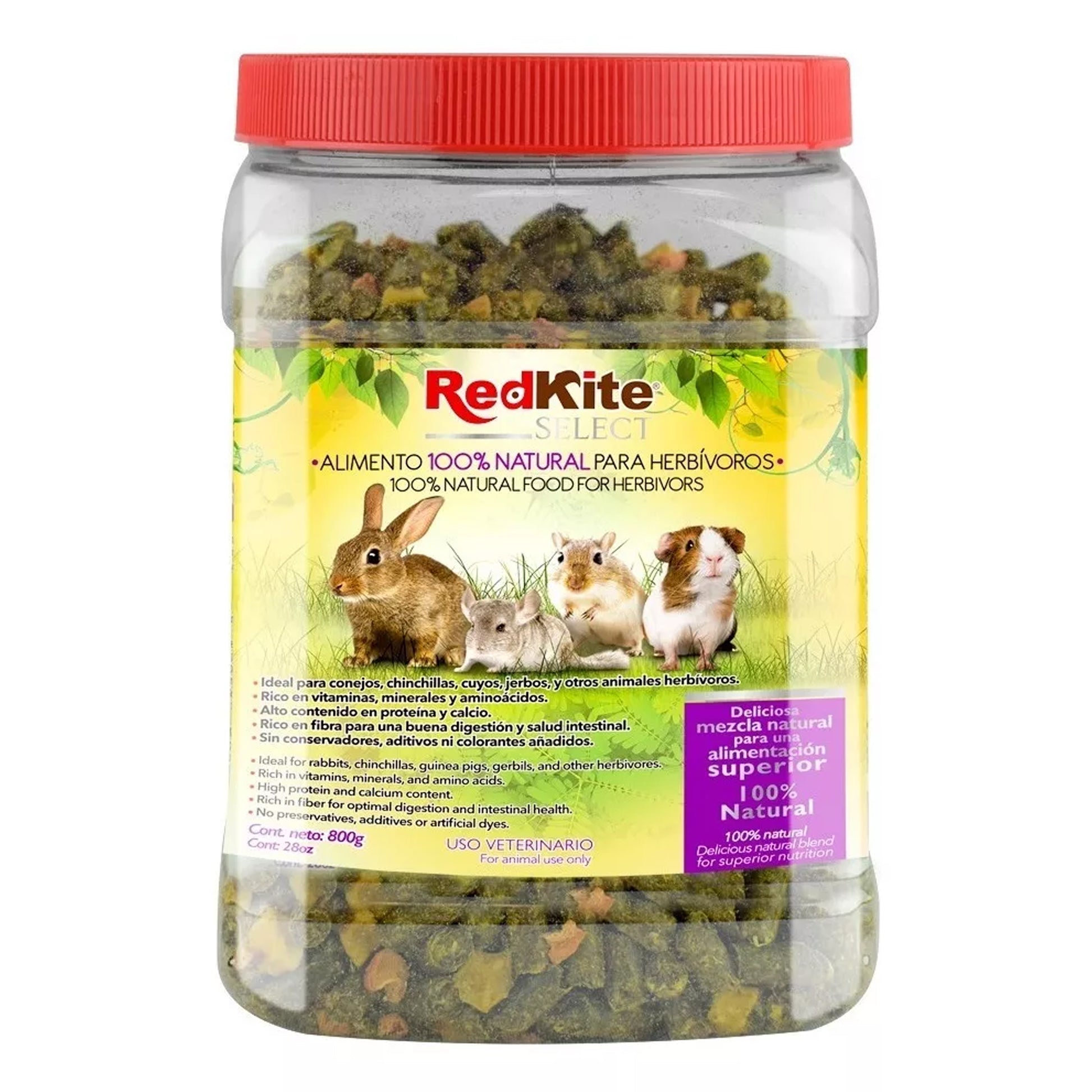 Bote de Alimento para Conejo Cuyo Jerbo Chinchillas Red Kite 800g 