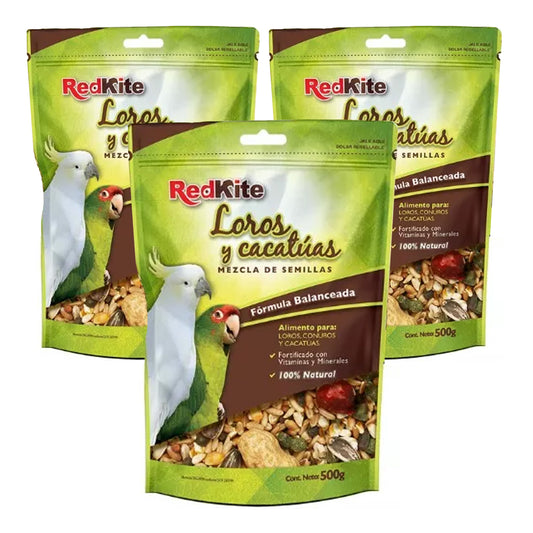 Alimento para Aves Red Kite 500g - 3 piezas - Loro/Cacatua