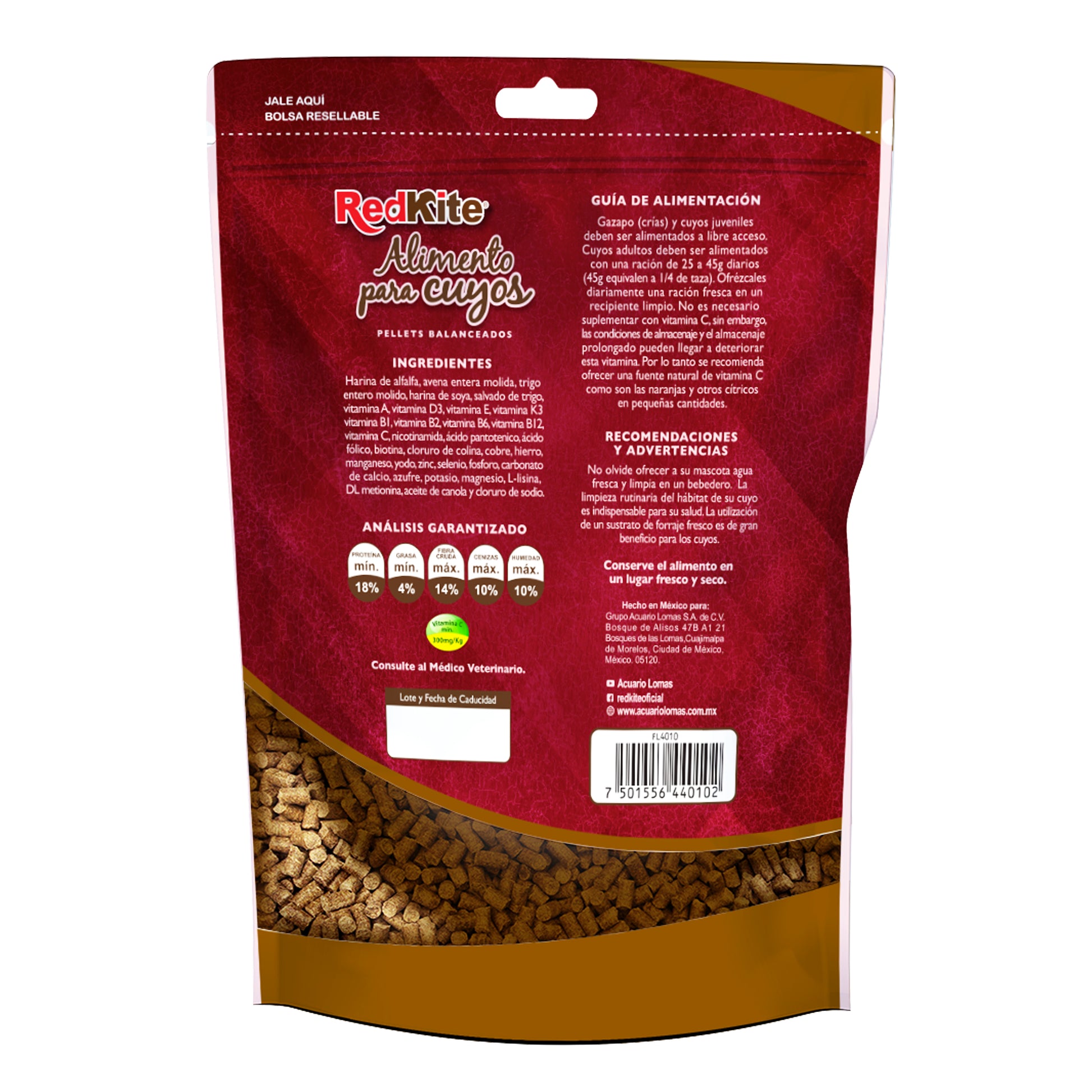Reverso Bolsa Alimento para Cuyo 850g Con Vitamina C