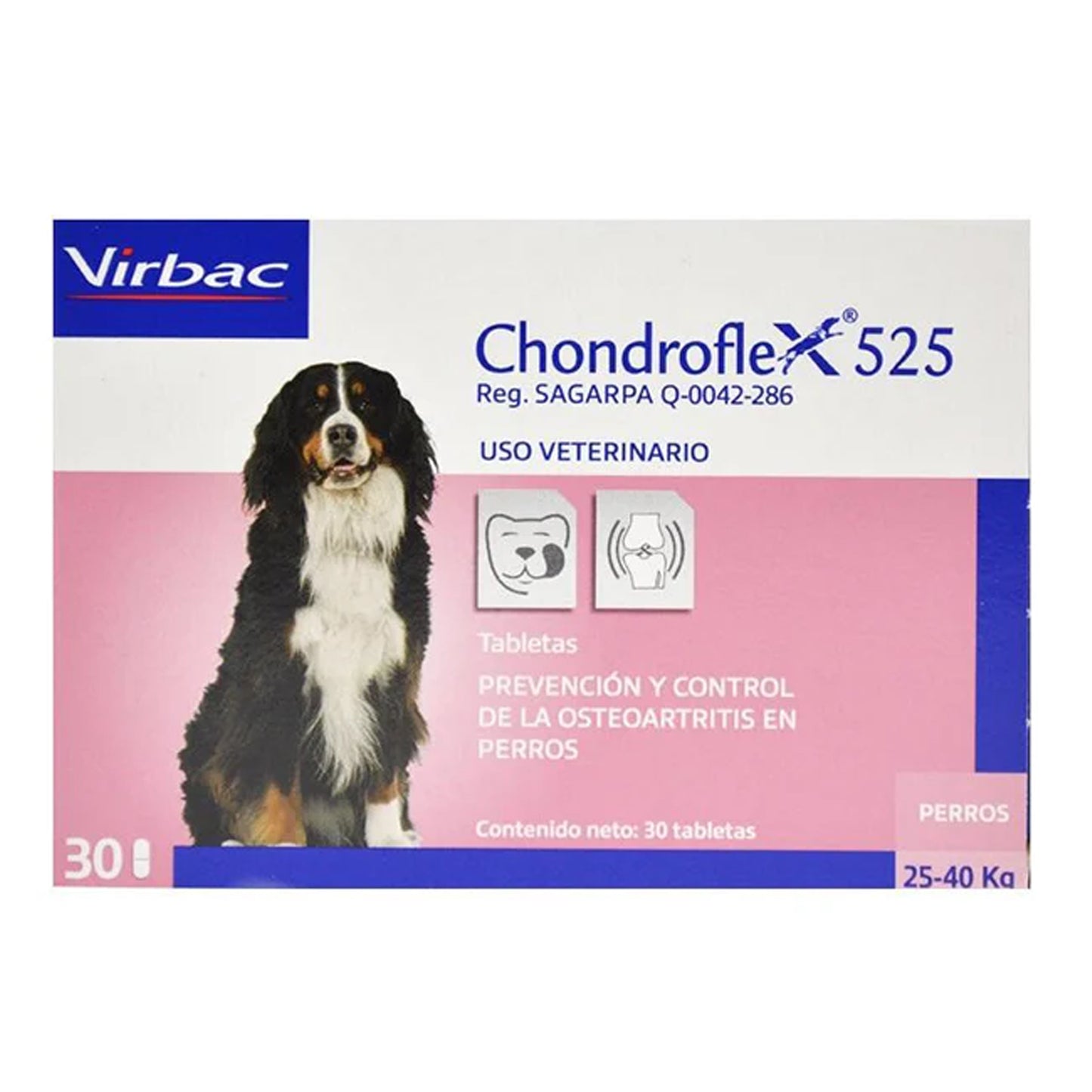 Caja Chondroflex 525 Virbac 30 Tabs Control Cartilago para Perro de 25-40kg